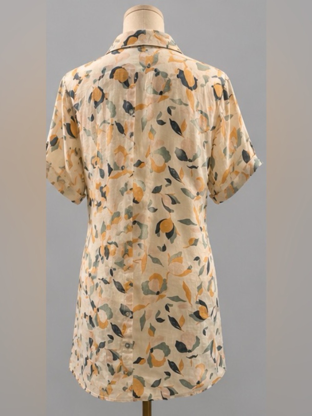 Rachel Zoe 100% Linen Floral Shirt Dress Size Large Button Front Pockets - Picture 3 of 5